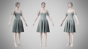 Dress 09 Philippine Gray 3D model