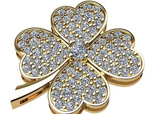 Diamond Pave Four Leaf Clover Pendant 3d print model 006
