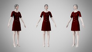 3D Dress 37 Burgundy Velvet model