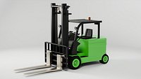 Electric Counterbalanced Forklift Truck Green Industrial Warehouse Forklift PBR 4K 360 Turntable