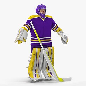 3D model hockey goalkeeper fully equipped