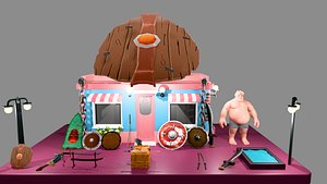 3D Stylized Medieval Weapon Shop Bundle model