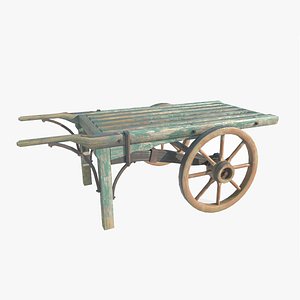 3D Ancient wooden cart