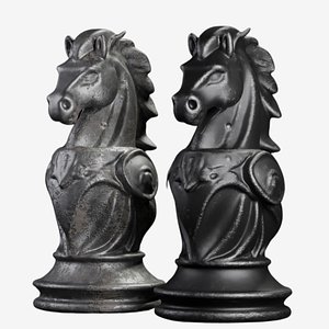 Knight - Realistic Metallic Knight Chess Piece