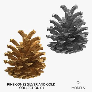 Pine Cones Silver and Gold Collection 01 - 2 models 3D model