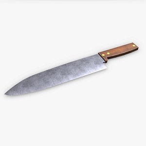3D Old Retro Kitchen Knife Low-poly PBR model