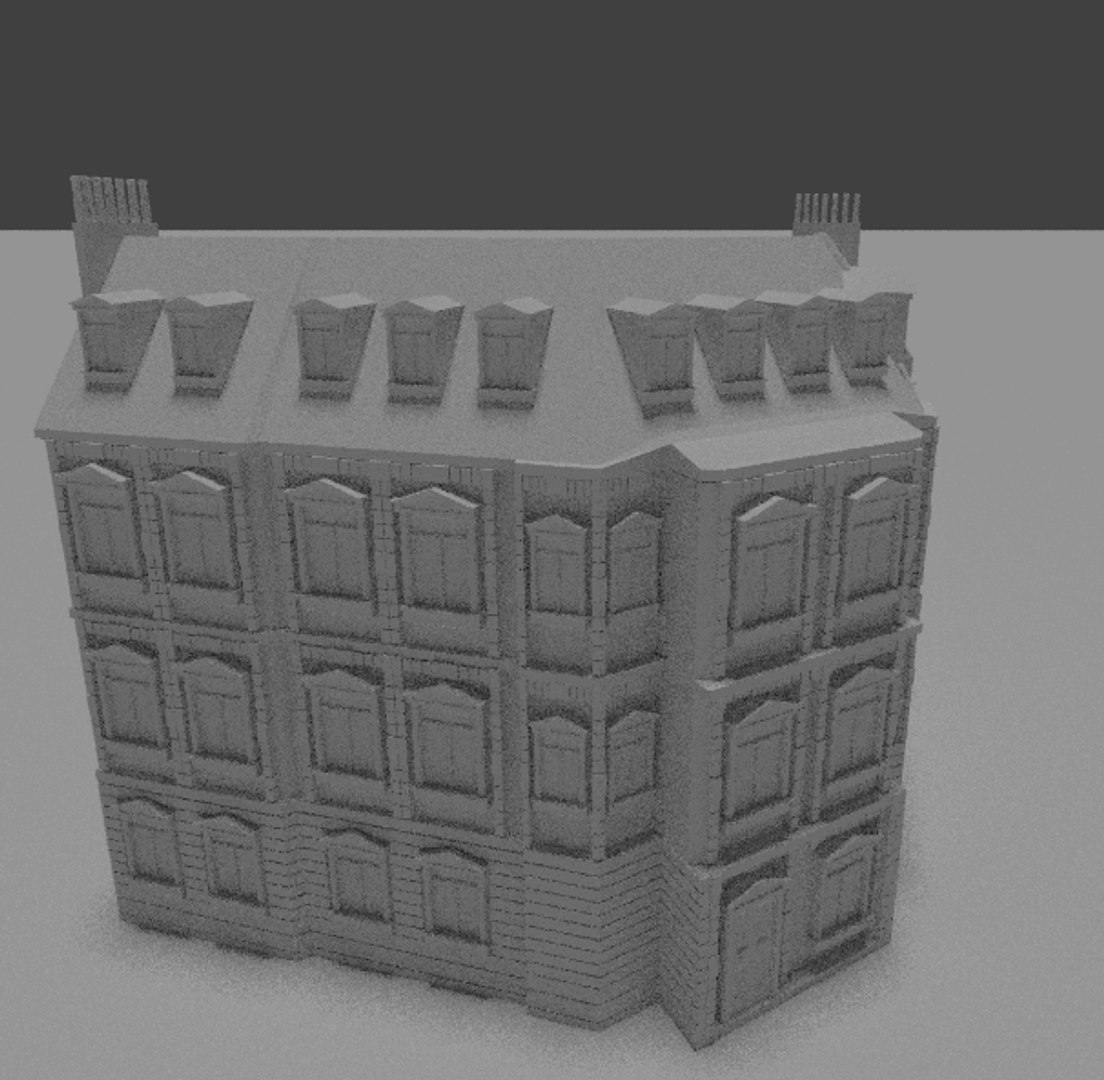 3d untextured building set