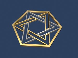 3D star david hexagon