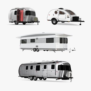 Rigged Caravans Collection 5 3D model