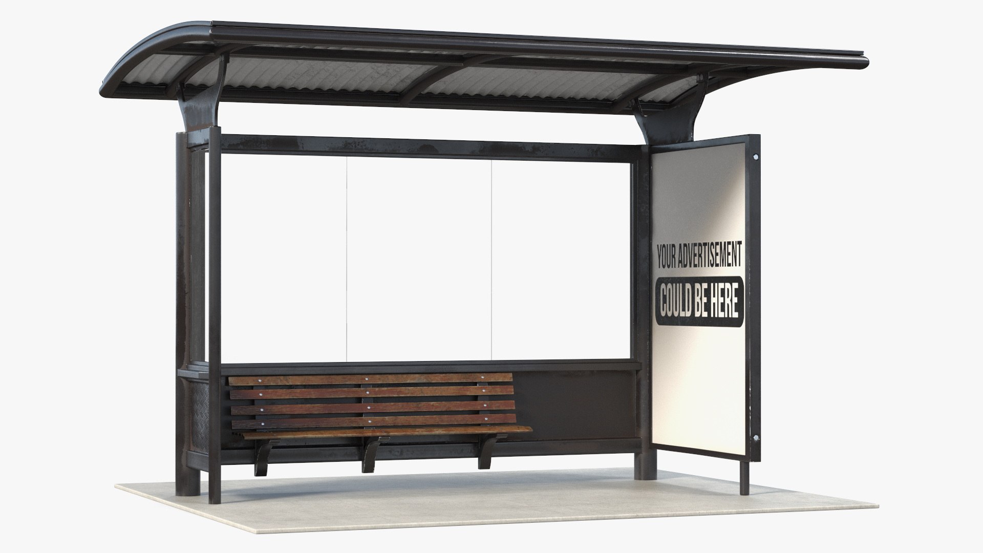 Bus Stop Black Old 3D model preview