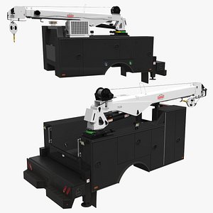 VMAC Utility Service Bed with Summit Crane Arm Rigged 3D model