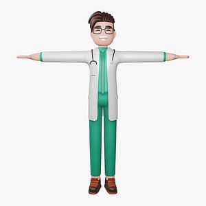 3D Doctor Full Body Cartoon Characters model