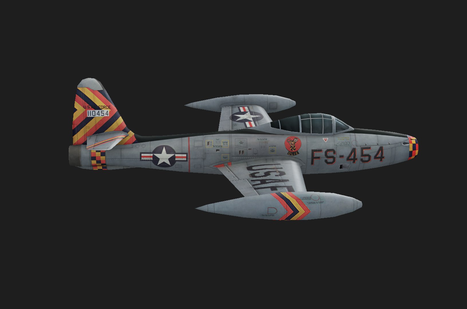 The F-84B Thunderjet  Hand painted game model 3D model https://p.turbosquid.com/ts-thumb/d4/ID73bZ/Pc/5/png/1729942811/1920x1080/fit_q87/bdadfc0dcf7935e7cd58778b4f794c7aa6416de4/5.jpg