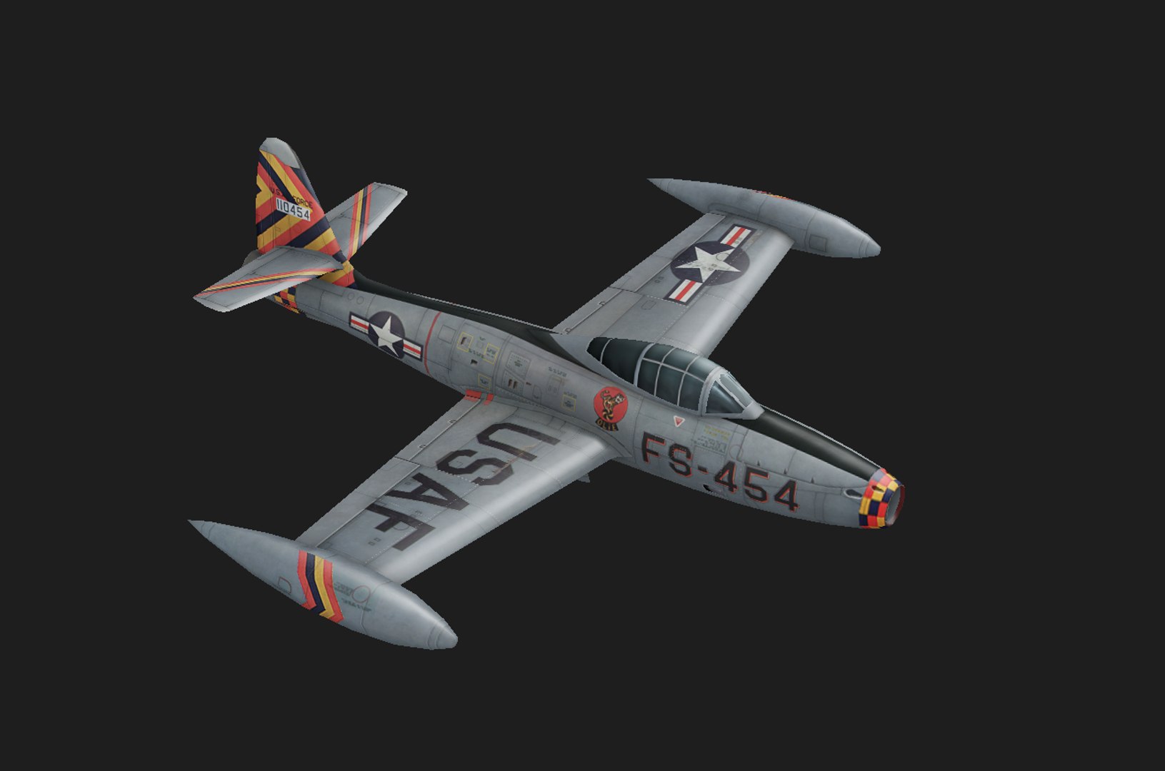 The F-84B Thunderjet  Hand painted game model 3D model https://p.turbosquid.com/ts-thumb/d4/ID73bZ/b4/2/png/1729942824/1920x1080/fit_q87/44018400efb7a4aa82bdde3809e5de0349d7e4e4/2.jpg