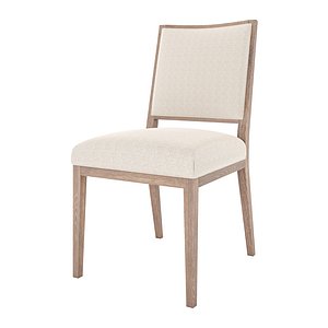 FRENCH CONTEMPORARY SQUARE FABRIC DINING SIDE CHAIR