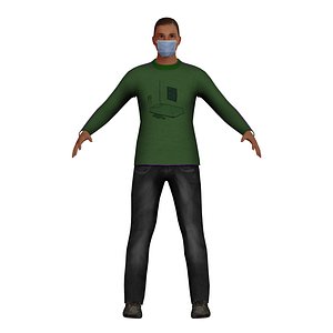 white man medical mask 3D model