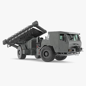 Grey Old Mine Flail Vehicle Hydrema 910 Rigged 3D model