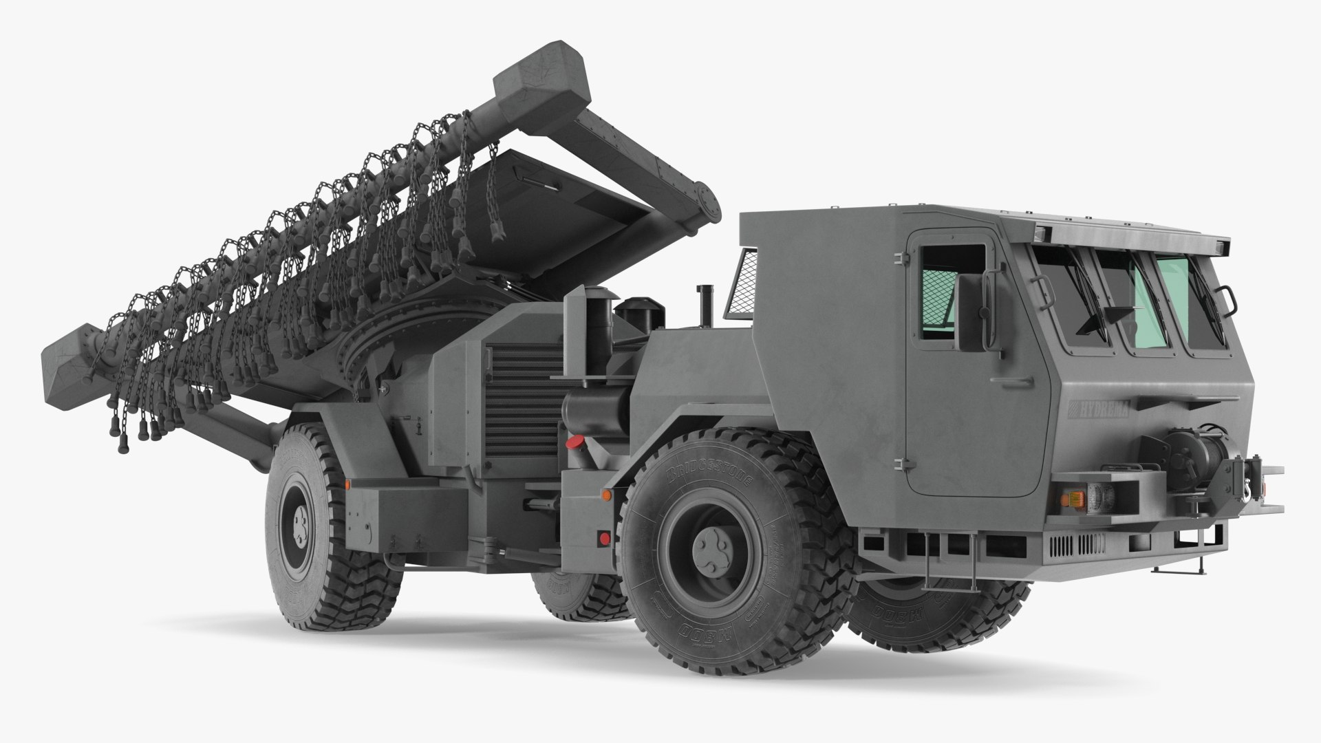 Grey Old Mine Flail Vehicle Hydrema 910 Rigged 3D model preview