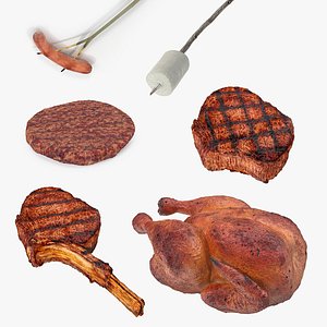 grilled camping food 2 3D model