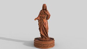 3D jesus wooden statue r hi poly