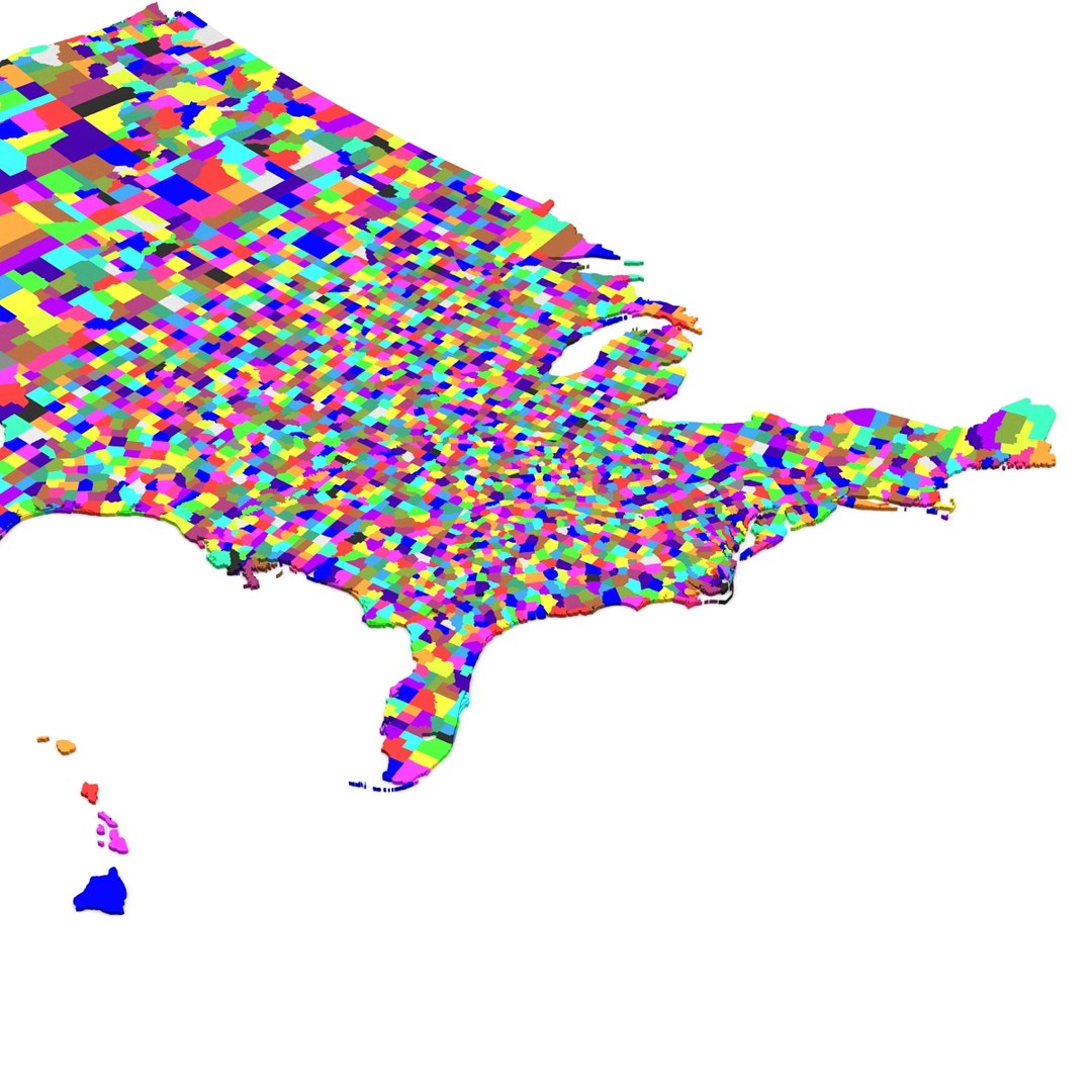 3d Model Of United States Counties