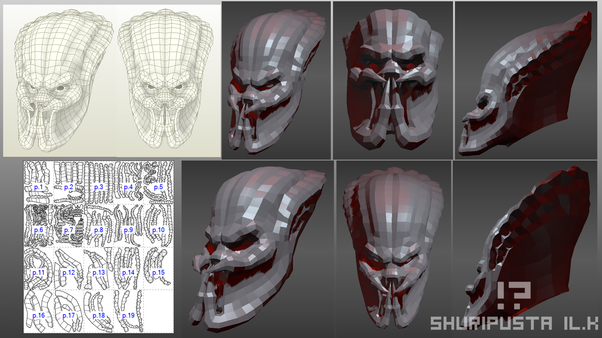 Modelo D Cabeza De Depredador Pepakura Turbosquid