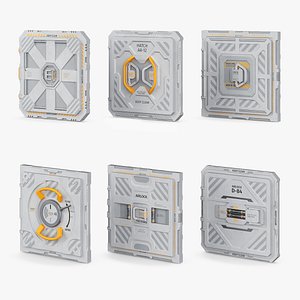 3D Modular Airlock Door Assembly Kit Gray model