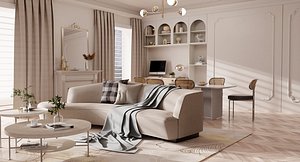 3D model Modern European style living room rendering