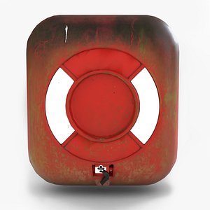 3D Low Poly Dirty Red LifeBuoy model