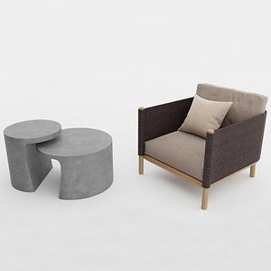 3D model Table and Armchair Kettal GIRO