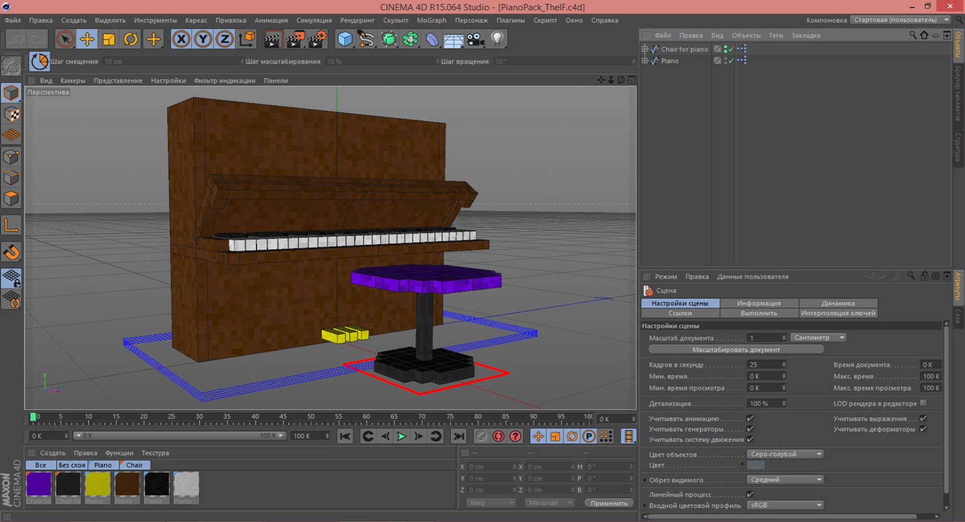 3d Minecraft Piano Pack Model