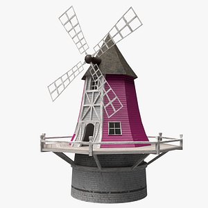 3D Dusty Old Dutch Windmill model