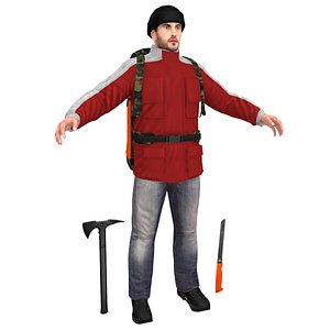 survivor man backpack 3D model