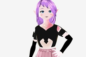 game ready Low Poly Anime Character Girl v24 3D model