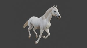 3D Model Running White Horse
