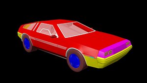 3D delorean 80 back to the future