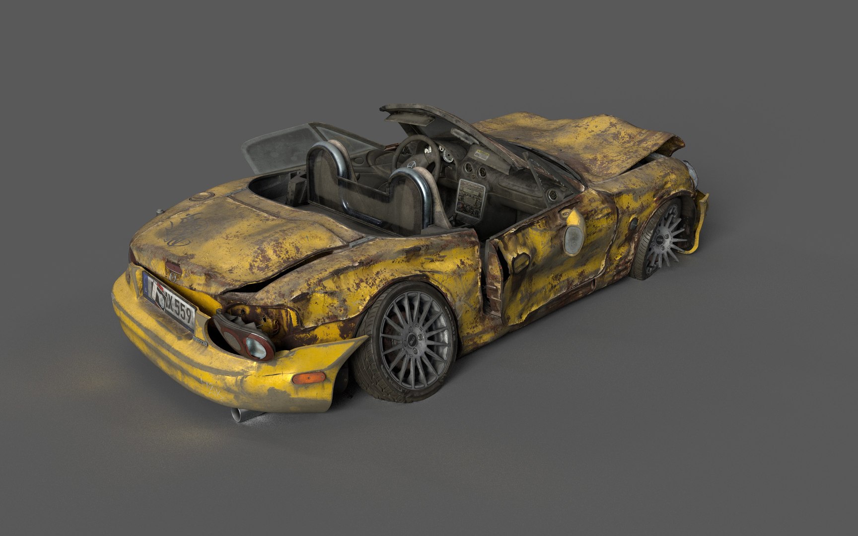 3D MX-5 NBFL wrecked weathered https://p.turbosquid.com/ts-thumb/d6/2FaNfY/BW/preview_weathered_yellow_04/jpg/1624965848/1920x1080/fit_q87/3b3639a323389dd4d08c890833284e8a37ff6285/preview_weathered_yellow_04.jpg