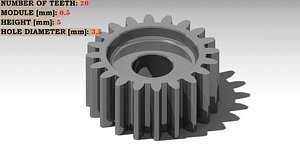 spur gear teeth: 20 3D
