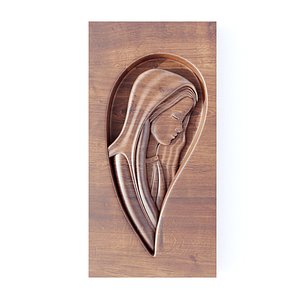3D Wooden bas-relief icon woman maiden
