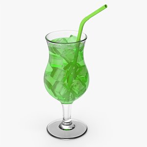 3D Juice Glass With Straw model