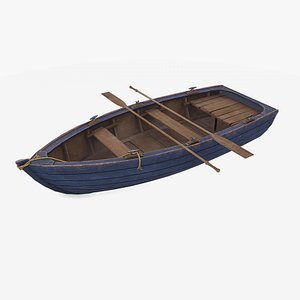Wooden Rowboat Low-poly PBR 3D model