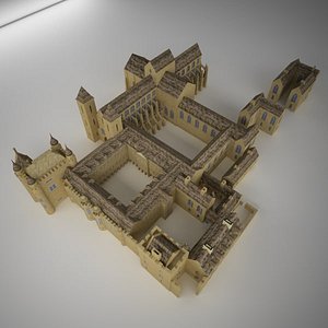 medieval castle palace cathedral 3d model