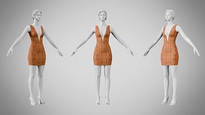 Dress 34 Amber Thread Brocade 3D