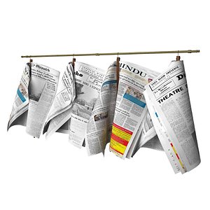 Newspapers hanging on the rail