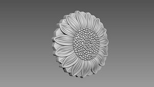 3D Sunflower Bas-relief model
