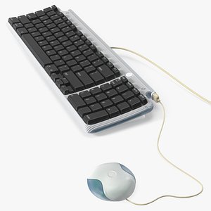 Transparent Case Wired Keyboard Blue 3D model