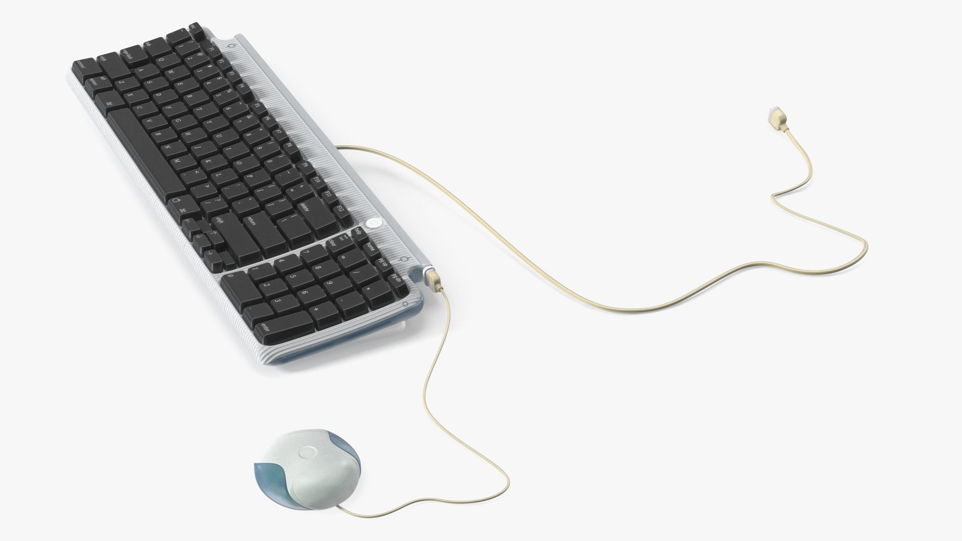 Transparent Case Wired Keyboard Blue 3D model preview