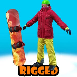 snowboard rigged 3d max