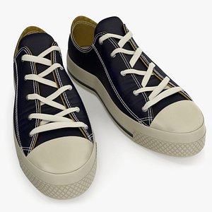 Mens Canvas Sneakers Low Top Lace Up 3D model