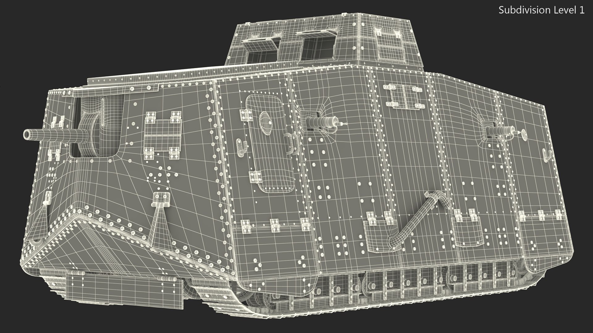 WWI German A7V Heavy Tank Rusted Rigged for Maya model - TurboSquid 2172270